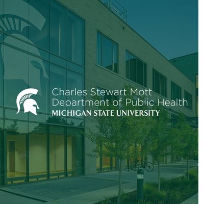 MSU College of Human Medicine Flint Building with Charles Stewart Mott Department of Public Health signature logo on top