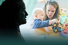 mother playing with child